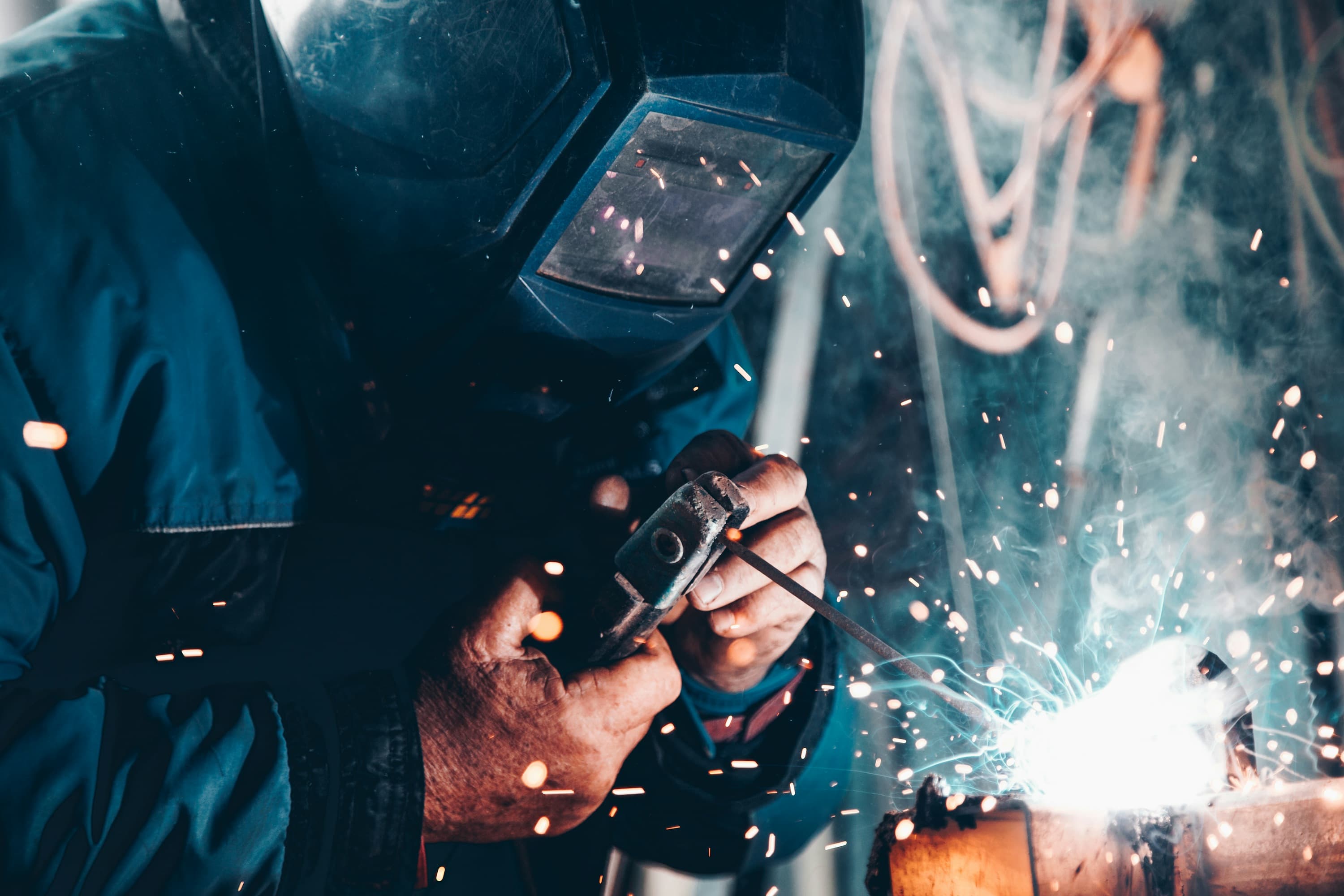 Industrial welding sparks